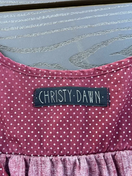 Christy Dawn Burgundy Polka Dot Tie-Waist Dawn Midi Dress - Picture 6 of 10